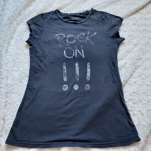 Mylie Cyrus + Max Azria Rock On Destructed t-shirt Large Grunge Rocker